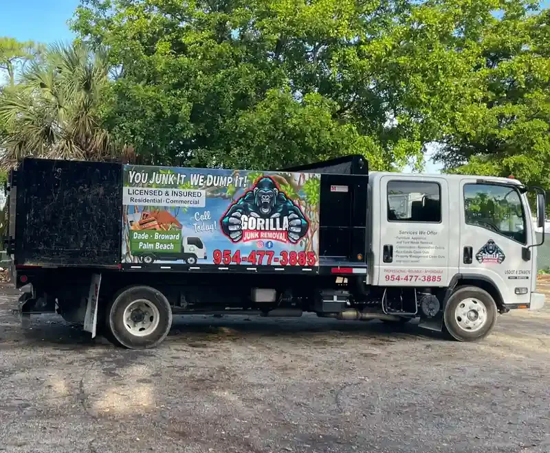 Gorilla Junk Removal service truck parked outdoors, ready for residential and commercial junk hauling in South Florida